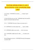 WATER OPERATOR CLASS 3 &NewLine;QUESTIONS AND ANSWERS 2026 - 2027 