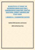 NEURO&sol;PSYCH 277 INSIDE THE DISORDERED BRAIN DUKE FINAL &vert; COMPREHENSIVE EXAM PREP&comma; PRACTICE QUESTIONS&comma; CORRECT ANSWERS AND STUDY GUIDE