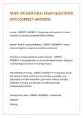 NURS 100 HESI FINAL EXAM QUESTIONS WITH CORRECT ANSWERS