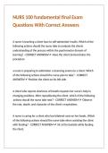 NURS 100 fundamental final Exam Questions With Correct Answers