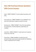 Nurs 100 Final Exam Review Questions With Correct Answers 