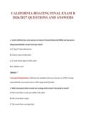 CALIFORNIA BOATING FINAL EXAM B&NewLine;2026&sol;2027 QUESTIONS AND ANSWERS