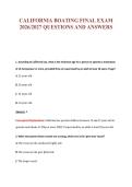 CALIFORNIA BOATING FINAL EXAM&NewLine;2026&sol;2027 QUESTIONS AND ANSWERS