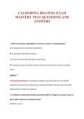 CALIFORNIA BOATING EXAM&NewLine;MASTERY TEST QUESTIONS AND&NewLine;ANSWERS