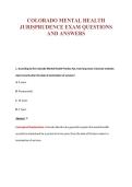 COLORADO MENTAL HEALTH&NewLine;JURISPRUDENCE EXAM QUESTIONS&NewLine;AND ANSWERS