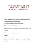 COLORADO MENTAL HEALTH&NewLine;JURISPRUDENCE EXAM QUESTIONS&NewLine;AND ANSWERS