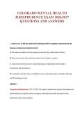 COLORADO MENTAL HEALTH&NewLine;JURISPRUDENCE EXAM 2026&sol;2027&NewLine;QUESTIONS AND ANSWERS