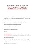 COLORADO MENTAL HEALTH&NewLine;JURISPRUDENCE EXAM 2027&NewLine;QUESTIONS AND ANSWERS