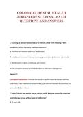 COLORADO MENTAL HEALTH&NewLine;JURISPRUDENCE FINAL EXAM&NewLine;QUESTIONS AND ANSWERS