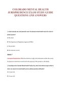 COLORADO MENTAL HEALTH&NewLine;JURISPRUDENCE EXAM STUDY GUIDE&NewLine;QUESTIONS AND ANSWERS