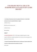COLORADO MENTAL HEALTH JURISPRUDENCE  Exam Compilations with Complete & Verified Solutions