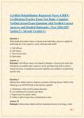 Certified Rehabilitation Registered Nurse &lpar;CRRN&rpar; Certification Practice Exam Test Bank &vert; Complete Verified Actual Exam Questions with Verified Correct Answers and Detailed Rationales &vert; New 2026&sol;2027 Update &vert; Already Graded A&plus;