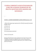 FLORIDA COMMUNITY ASSOCIATION MANAGER &NewLine;&lpar;CAM&rpar; PRE-LICENSING EXAMINATION 300 &NewLine;PRACTICE QUESTIONS WITH ANSWERS AND &NewLine;RATIONALES