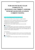 NURS 265 Oncology Nursing Exam 2026&sol;2027 - Practice Questions & Rationales