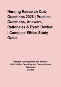Nursing Research Quiz Questions 2026 &vert; Practice Questions&comma; Answers&comma; Rationales & Exam Review
