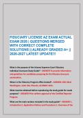 FIDUCIARY LICENSE AZ EXAM ACTUAL &NewLine;EXAM 2026 &vert; QUESTIONS MERGED &NewLine;WITH CORRECT COMPLETE &NewLine;SOLUTIONS &vert;&vert; ALREADY GRADED A&plus; &vert;&vert; &NewLine;2026-2027 LATEST UPDATE&excl;&excl;&excl;
