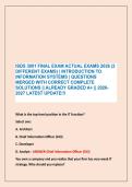 ISDS 3001 FINAL EXAM ACTUAL EXAMS 2026 &lpar;2 &NewLine;DIFFERENT EXAMS&rpar; &vert; INTRODUCTION TO &NewLine;INFORMATION SYSTEMS &vert; QUESTIONS&NewLine;MERGED WITH CORRECT COMPLETE &NewLine;SOLUTIONS &vert;&vert; ALREADY GRADED A&plus; &vert;&vert; 2026-&NewLine;2027 LATEST UPDATE&excl;&excl;&excl;
