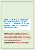 LCAS EXAM ACTUAL EXAM 2026 &ndash;&NewLine;NC &vert;QUESTIONS MERGED WITH &NewLine;CORRECT COMPLETE SOLUTIONS &vert;&vert; &NewLine;ALREADY GRADED A&plus; &vert;&vert; 2026-2027 &NewLine;LATEST UPDATE&excl;&excl;&excl;