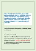 MCJA PHASE 1 EXAM ACTUAL EXAM 2026 &vert; &NewLine;MAINE CRIMINAL JUSTICE ACADEMY &lpar;MCJA&rpar; &vert; &NewLine;LAW ENFORCEMENT PRE-SERVICE &lpar;LEPS&rpar; &NewLine;TRAINING PROGRAM &vert; QUESTIONS MERGED &NewLine;WITH CORRECT COMPLETE SOLUTIONS &vert;&vert; &NewLine;ALREADY GRADED A&plus; &vert;&vert; 2026-2027 LATEST &NewLine;UPDATE&excl;&excl;&excl;