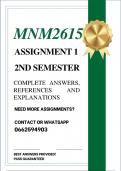 MNM2615 ASSIGNMENT 1 SEMESTER 2 2026 - COMPLETE ANSWERS