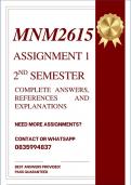 MNM2615 ASSIGNMENT 1 SEMESTER 2 2026 - COMPLETE ANSWERS