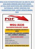 WGU D236 PATHOPHYSIOLOGY OA AND PA 2025 &NewLine;2026 BANK VERSION AND STUDY GUIDE &NewLine;ACTUAL EXAM QUESTIONS AND ANSWERS AND &NewLine;RATIONALES EXPERT VERIFIED FOR &NewLine;GUARANTEED PASS LATEST UPDATE BRAND &NewLine;NEW