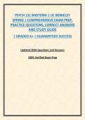 PSYCH 131 MIDTERM 1 UC BERKELEY SPRING &vert; COMPREHENSIVE EXAM PREP&comma; PRACTICE QUESTIONS&comma; CORRECT ANSWERS AND STUDY GUIDE