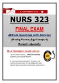 NURS 323 Final Exam Drexel Nursing Pharmacology Concepts I &ndash; &lpar;2026&rpar; Actual Questions & Answers &lpar;Guarantee Pass&rpar;
