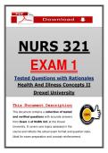 NURS 321 Exam 1 Drexel Health and Illness Concepts II &ndash; &lpar;2026&rpar; Actual Questions & Answers &lpar;Guarantee Pass&rpar;