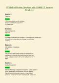 CPHQ Certification Questions with CORRECT Answers&NewLine;&lpar;Grade A&plus;&rpar;