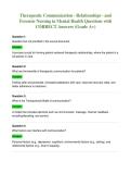 Therapeutic Communication - Relationships - and&NewLine;Forensic Nursing in Mental Health Questions with&NewLine;CORRECT Answers &lpar;Grade A&plus;&rpar;