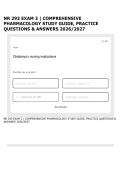 NR 293 EXAM 3 &vert; COMPREHENSIVE PHARMACOLOGY STUDY GUIDE&comma; PRACTICE QUESTIONS & ANSWERS 2026&sol;2027