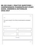 NR-293 EXAM 1 PRACTICE QUESTIONS &vert; COMPREHENSIVE PHARMACOLOGY STUDY GUIDE&comma; ANSWERS & RATIONALES 2026&sol;2027