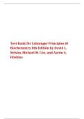 Test Bank for Lehninger Principles of Biochemistry 8th Edition by David L&period; Nelson&comma; Michael M&period; Cox & Aaron A&period; Hoskins &vert; Chapters 1&ndash;28