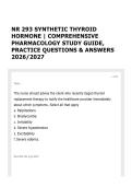 NR 293 SYNTHETIC THYROID HORMONE &vert; COMPREHENSIVE PHARMACOLOGY STUDY GUIDE&comma; PRACTICE QUESTIONS & ANSWERS 2026&sol;2027