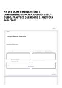 NR 293 EXAM 2 MEDICATIONS &vert; COMPREHENSIVE PHARMACOLOGY STUDY GUIDE&comma; PRACTICE QUESTIONS & ANSWERS 2026&sol;2027