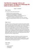 Test Bank for Language&comma; Culture&comma; and Communication 9th Edition by Nancy Bonvillain &vert; Complete