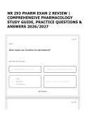 NR 293 PHARM EXAM 2 REVIEW &vert; COMPREHENSIVE PHARMACOLOGY STUDY GUIDE&comma; PRACTICE QUESTIONS & ANSWERS 2026&sol;2027