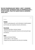 NR 293 PHARMACOLOGY WEEK 1 UNIT 1 NURSING APPLICATION&colon; INTRODUCTION TO PHARMACOLOGY &vert; STUDY GUIDE&comma; PRACTICE QUESTIONS & ANSWERS 2026&sol;2027