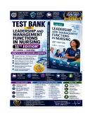 Test Bank for Leadership and Management Functions in Nursing 11th Edition by Carol J&period; Huston Complete Exam Questions & Answers With Rationales&period;pdf&NewLine;&NewLine;