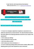 ATI COMPREHENSIVE EXIT EXAM&NewLine;with NGN Questions and Verifed Rationalized Answers &lpar;2023 &sol; 2024&rpar;&NewLine;100&percnt; Guarantee pass&NewLine;This Tests Consists Of 148 Questions And Answers