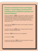 American Government&colon; Power and Purpose&NewLine;Chapter 2&colon; Constructing a Government The&NewLine;Founding and the Constitution questions and&NewLine;answers Graded A&plus;&NewLine;Articles of Confederation -First US Constitution&period; Adopted in 1777 during&NewLine;the Revolutionary War&comma; the Articles