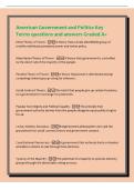 American Government and Politics Key&NewLine;Terms questions and answers Graded A&plus;&NewLine;Elitist Theory of Power -A theory that a small&comma; identifiable group of&NewLine;wealthy individuals possesses power and makes policy&period;&NewLine;Majoritarian Theory of Power -A theory that governme