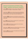 American Government and Politics Today&NewLine;Chapter 1 questions and answers Graded A&plus;&NewLine;politics -The struggle over power or influence within organizations or&NewLine;informal groups that can grant or withhold benefits or privileges&period;&NewLine;Social Contract -A theory of pol