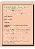 American Government Chapter 3 questions&NewLine;and answers Graded A&plus;&NewLine;What is a constitution&quest; -A plan for the government&NewLine;What are the 6 principles of the U&period;S constitution&quest; -1&period; Separation of&NewLine;powers&NewLine;2&period; Checks and balances&NewLine;3&period; Limited Government&NewLine;4&period; Popular sov