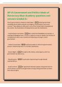 AP US Government and Politics Ideals of&NewLine;Democracy Khan Academy questions and&NewLine;answers Graded A&plus;&NewLine;The US government is based on what ideas&quest; -limited government&NewLine;including natural rights&comma; popular sovereignty&comma; republicanism&comma; and social&NewLine;contract&period; These idea