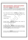 AQA A-Level Chemistry &ndash; Kinetics Exam questions&NewLine;and answers Graded A&plus; latest update&NewLine;Collision Theory - When atoms collide&comma; the energy and angle&NewLine;by which the collision occurs can result in bond breaking&comma; which allows&NewLine;for the formation of bonds as a res