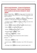 AQA A-Level Chemistry - Amount of Substance&comma;&NewLine;Amount of Substance - AQA A-Level Chemistry&NewLine;Exam questions and answers Graded A&plus; latest&NewLine;update&NewLine;Relative Atomic Mass - The average mass of an atom of an&NewLine;element&comma; compared to that of the mass of 1&sol;12th of th