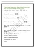 AQA A-Level Chemistry Alcohols Exam questions&NewLine;and answers Graded A&plus; latest update&NewLine;What is the general formula of alcohols&quest; - CnH2n&plus;1OH&NewLine;What does the name end in&quest; - -ol&NewLine;What is the prefix of OH group&quest; - hydroxyIf there are 2 or more -OH groups then wha
