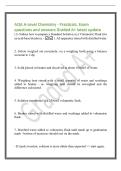 AQA A-Level Chemistry - Practicals&period; Exam&NewLine;questions and answers Graded A&plus; latest update&NewLine;&lpar;1&rpar; Outline how to prepare a Standard Solution in a Volumetric Flask &lpar;for&NewLine;an acid-base titration&rpar;&period; -1&period; All apparatus rinsed with distilled water&period;&NewLine;2&period; Solute weighed 